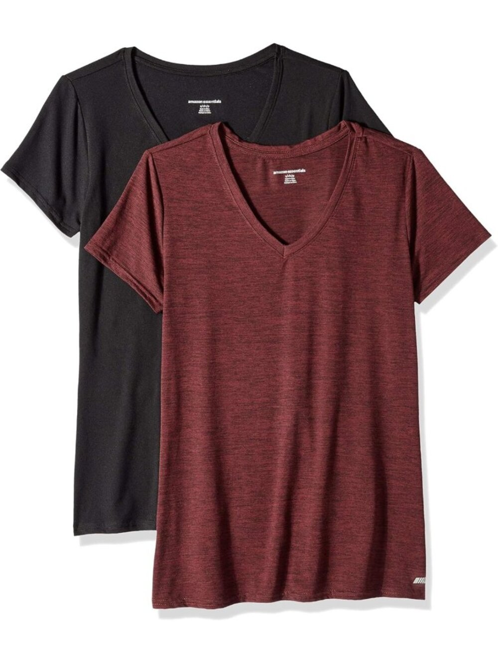 Women's Quick Dry Tech Stretch V-Neck T-Shirt - Moisture-Wicking, 2-Pack